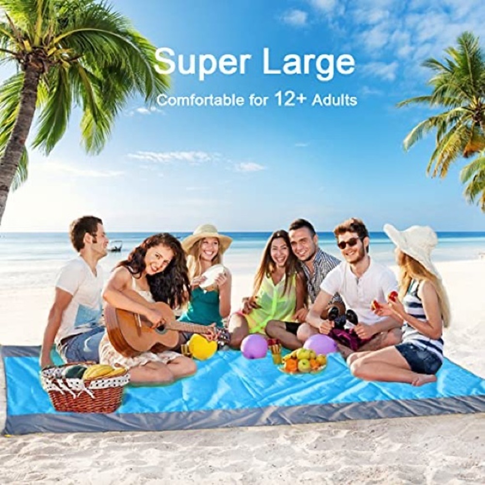 Beautiful outdoor long blue Beach and camping Blanket - Picture 4 of 10
